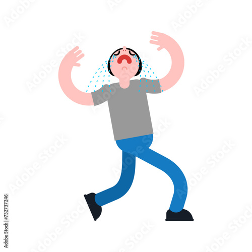 Man crying and sad. guy in hysterics. concept lovers' quarrel