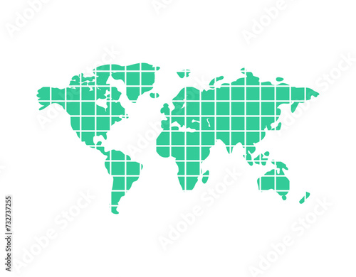 Segmented world map. Parts щт planet earth. Concept of world communication and people living on different continents.