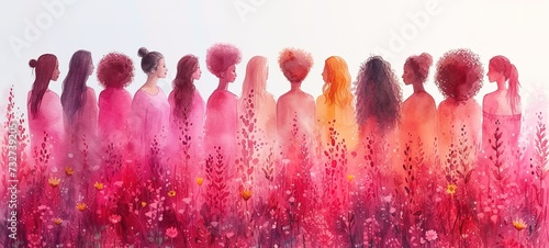 Collage of diverse and inclusive women from around the world, concept of international women's day