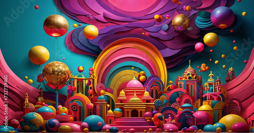 Fototapeta Naklejka Na Ścianę i Meble -  Abstract background with 3d shapes. ai