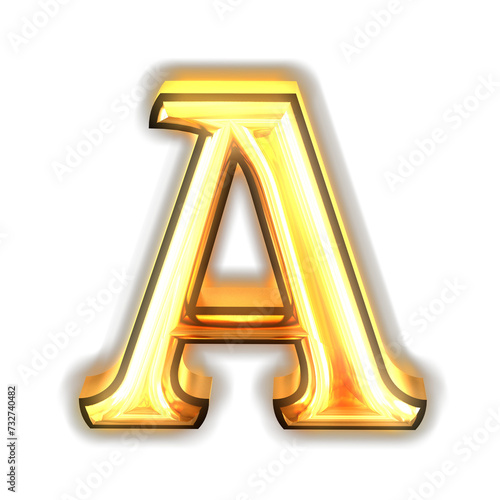 Glowing gold symbol. letter a