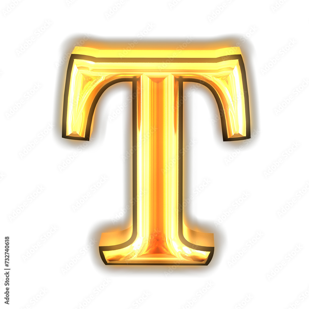 Glowing gold symbol. letter t Glowing gold symbol. letter t