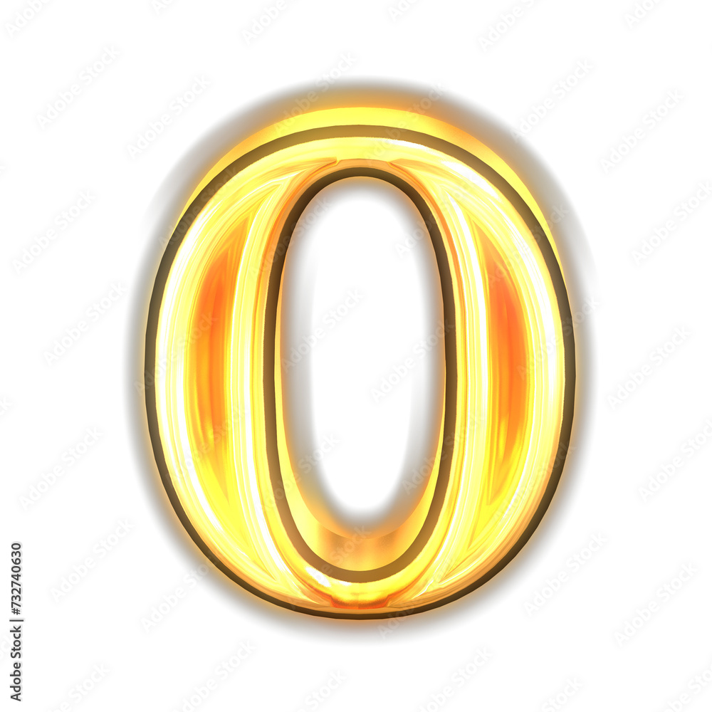 Glowing gold symbol. letter o Glowing gold symbol. letter o