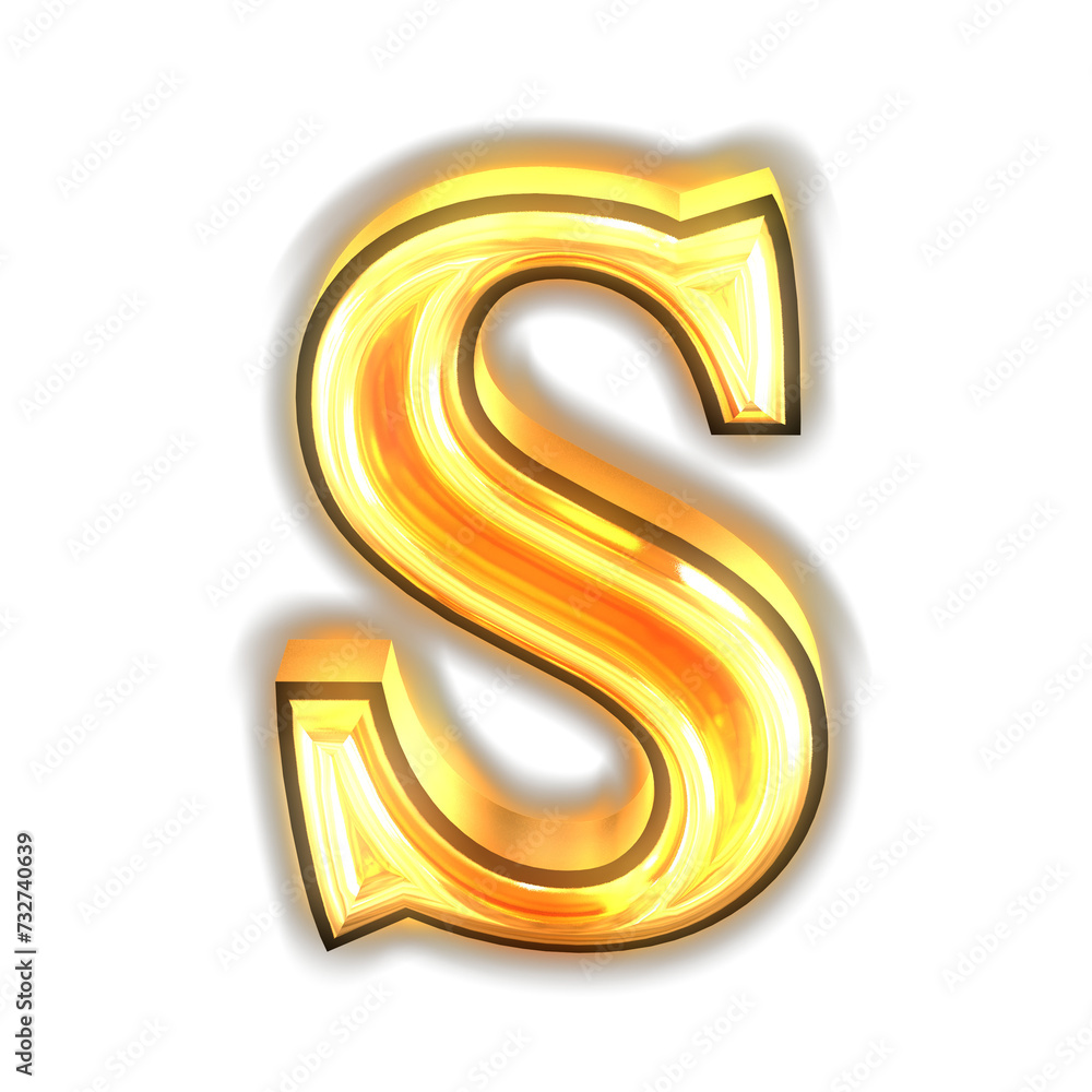 Glowing gold symbol. letter s Glowing gold symbol. letter s