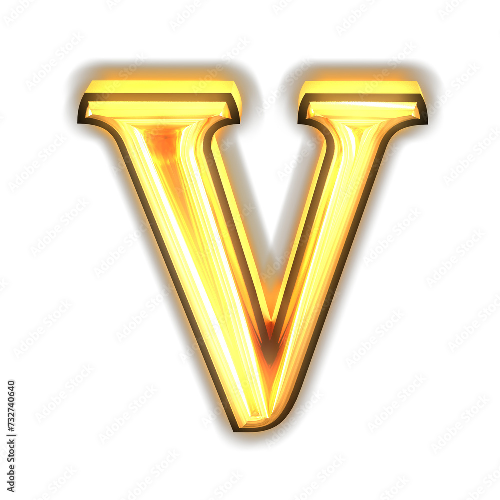 Glowing gold symbol. letter v Glowing gold symbol. letter v