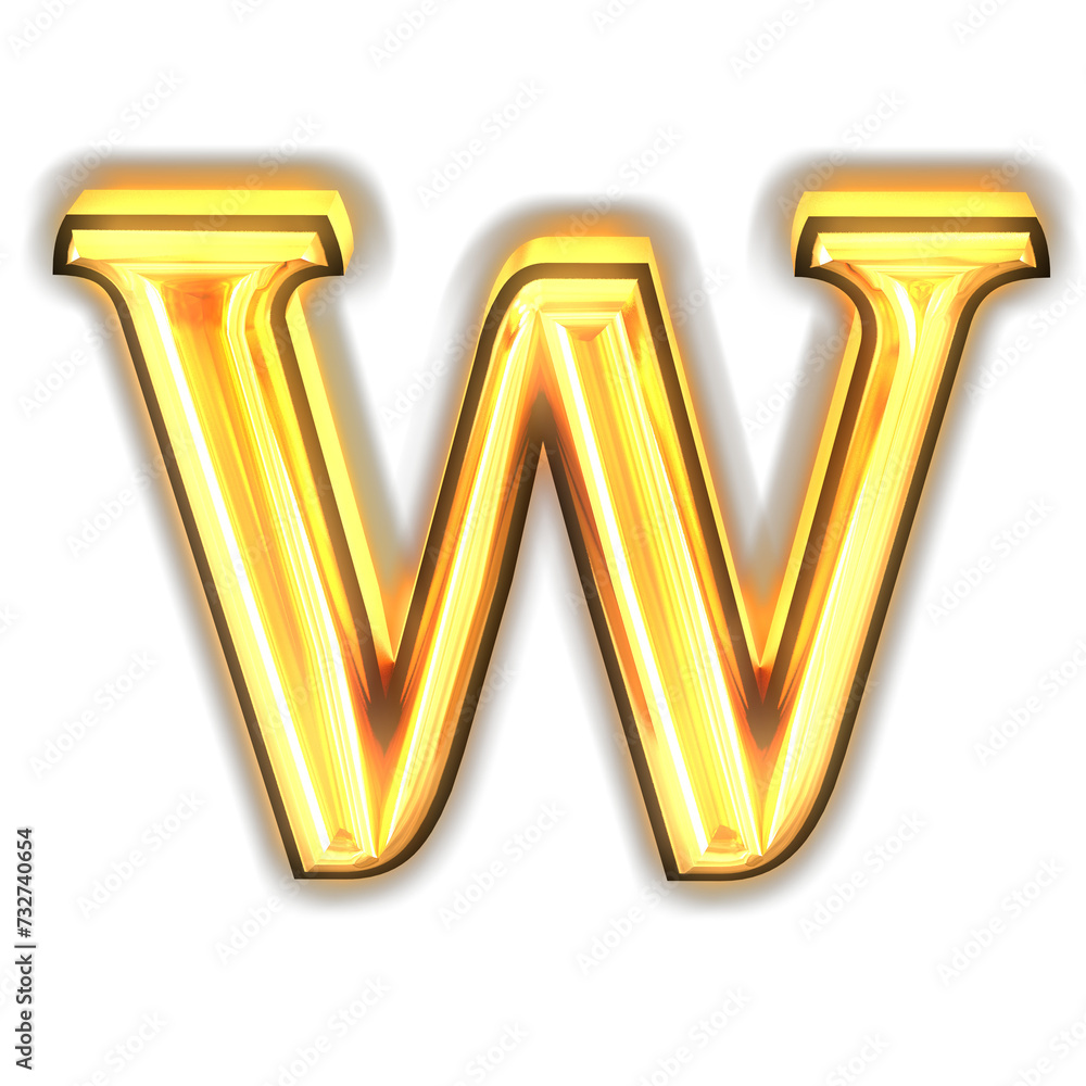 Glowing gold symbol. letter w Glowing gold symbol. letter w
