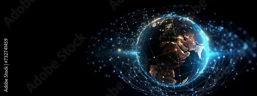 Abstract background with futuristic worldwide connectivity or virtual networks of future technologies and innovations in cyberspace