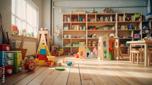 Childrens playroom with a wooden floor