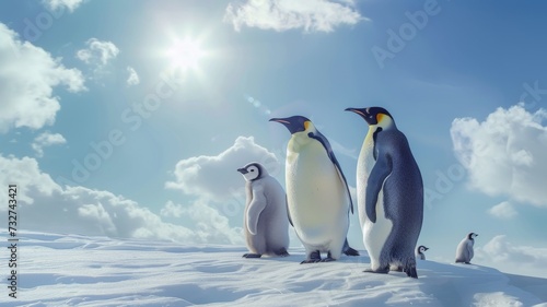 Emperor Penguins enjoying the sunshine on a clear Antarctic day