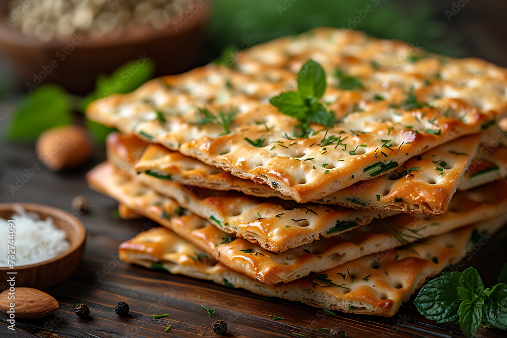 Matzah Jewish holiday bread, Passover celebration concept Matzah Jewish holiday bread, Passover celebration concept