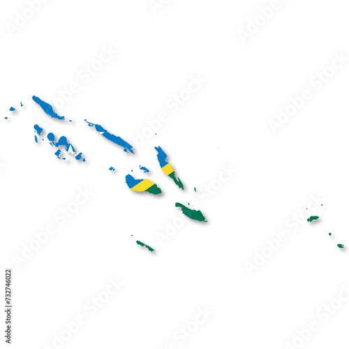 Solomon Islands flag map with clipping path 3d illustration