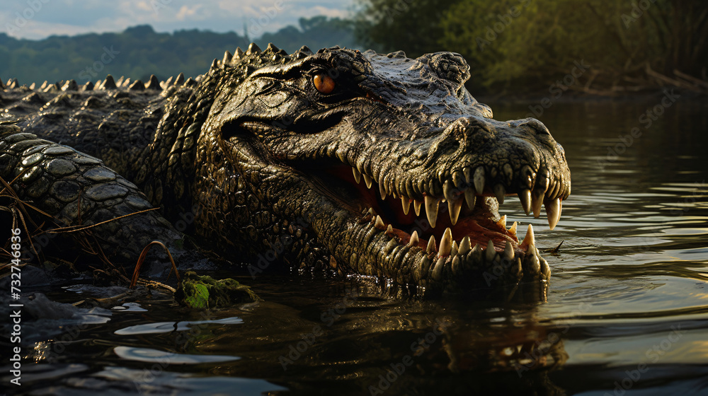 Fototapeta premium alligator in the water