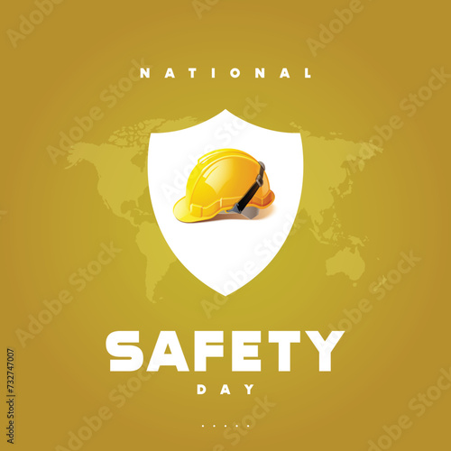 World safety day poster designs. National Safety day with shield vector. photo