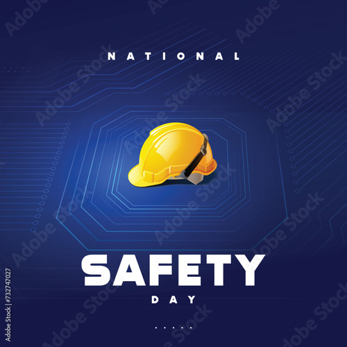 World Safety day with Digital line vector. concept for world safety day poster designs 