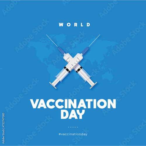 National vaccination day design with Global background. Social media post design, web banner, design elements, templates.