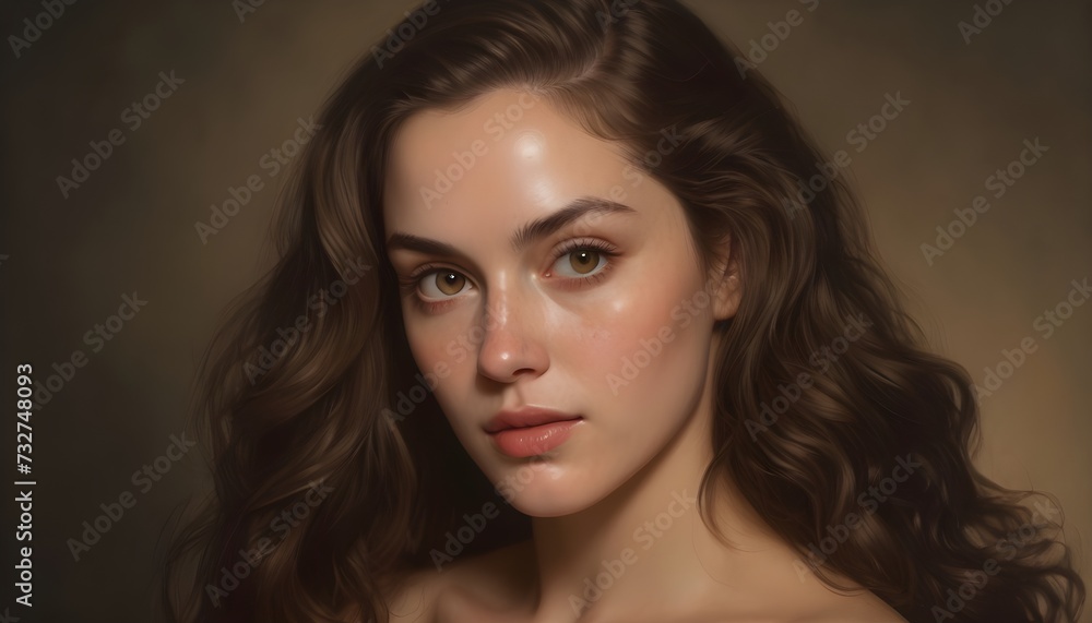 Fototapeta premium woman, beauty, face, model, glamour, make-up, close-up, skin, people, closeup, person, lips, eyes, hair, fashion, profile, makeup, business, lady, looking, brunette