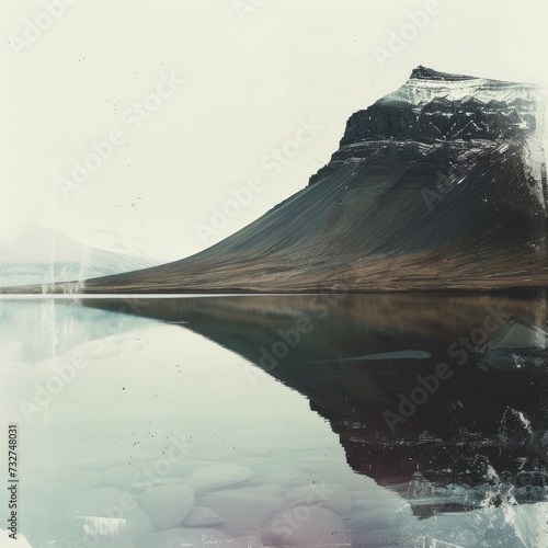 beautiful iceland in style of minimalism