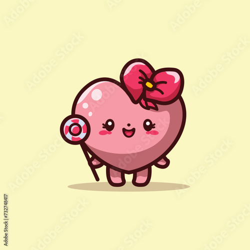 Valentine Days Character love with lolipop