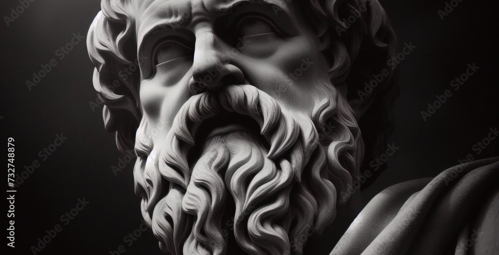 Socrates, Greek philosopher from Athens, founder of Western philosophy. Socrates bust sculpture, ancient Greek philosopher from Athens. ancient Greek philosopher.	 - obrazy, fototapety, plakaty 