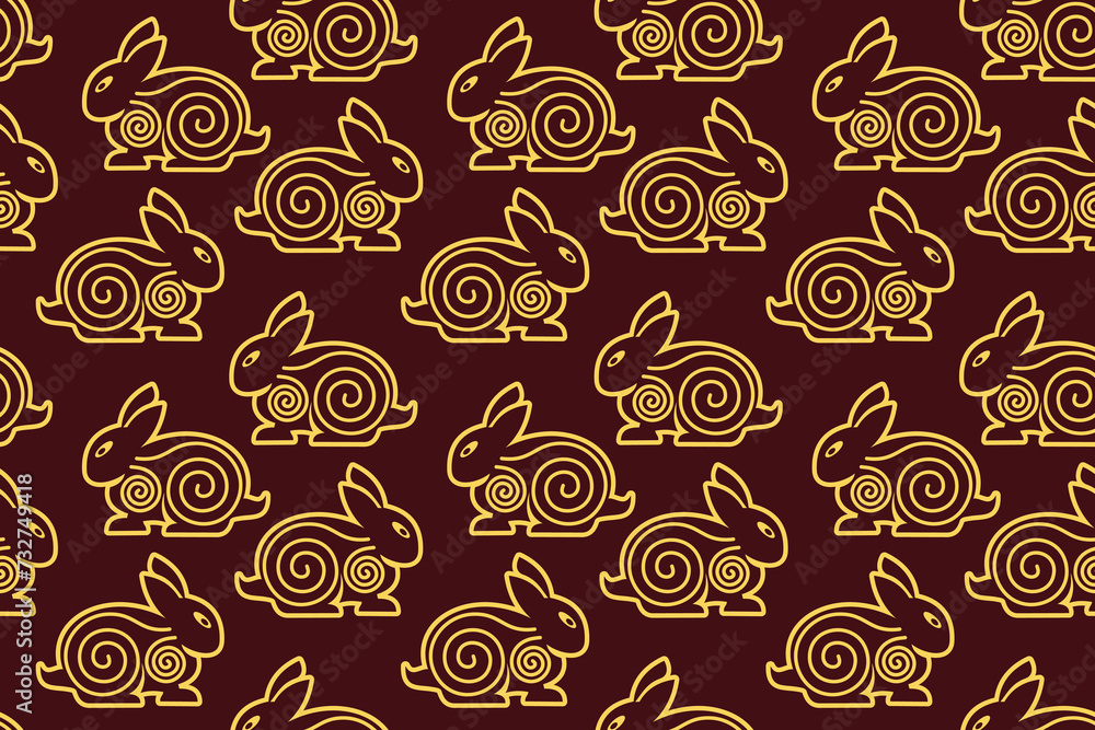 Rabbit Seamless pattern with abstract geometric vector
