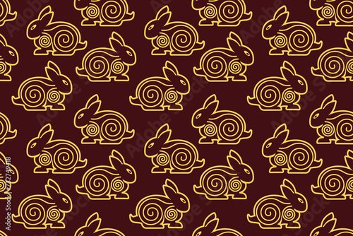 Rabbit Seamless pattern with abstract geometric vector