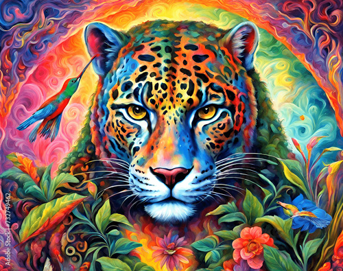 Psychedelic Ayahuasca Dream  Amazon and Rain forest  Jaguar