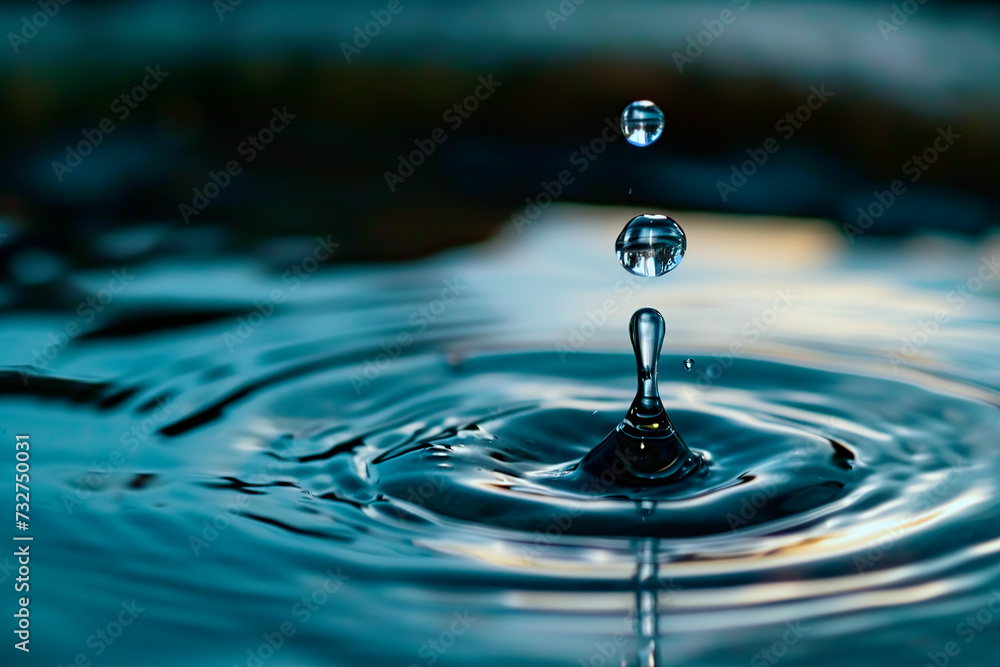 Clear Water drop with circular waves Clear Water drop with circular waves