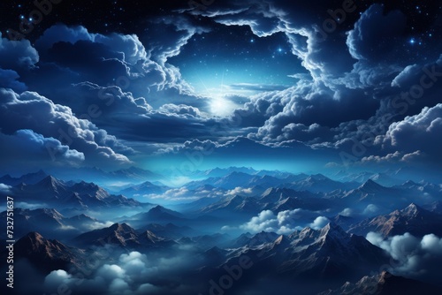 Night Sky Illuminated by Full Moon and Clouds