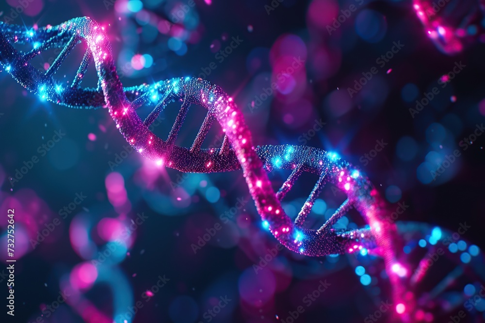 Illustration of genetic DNA strand on dark background Illustration of genetic DNA strand on dark background
