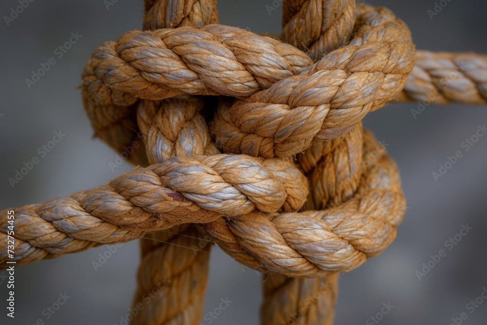 Rope knot on dark background, close up Rope knot on dark background, close up