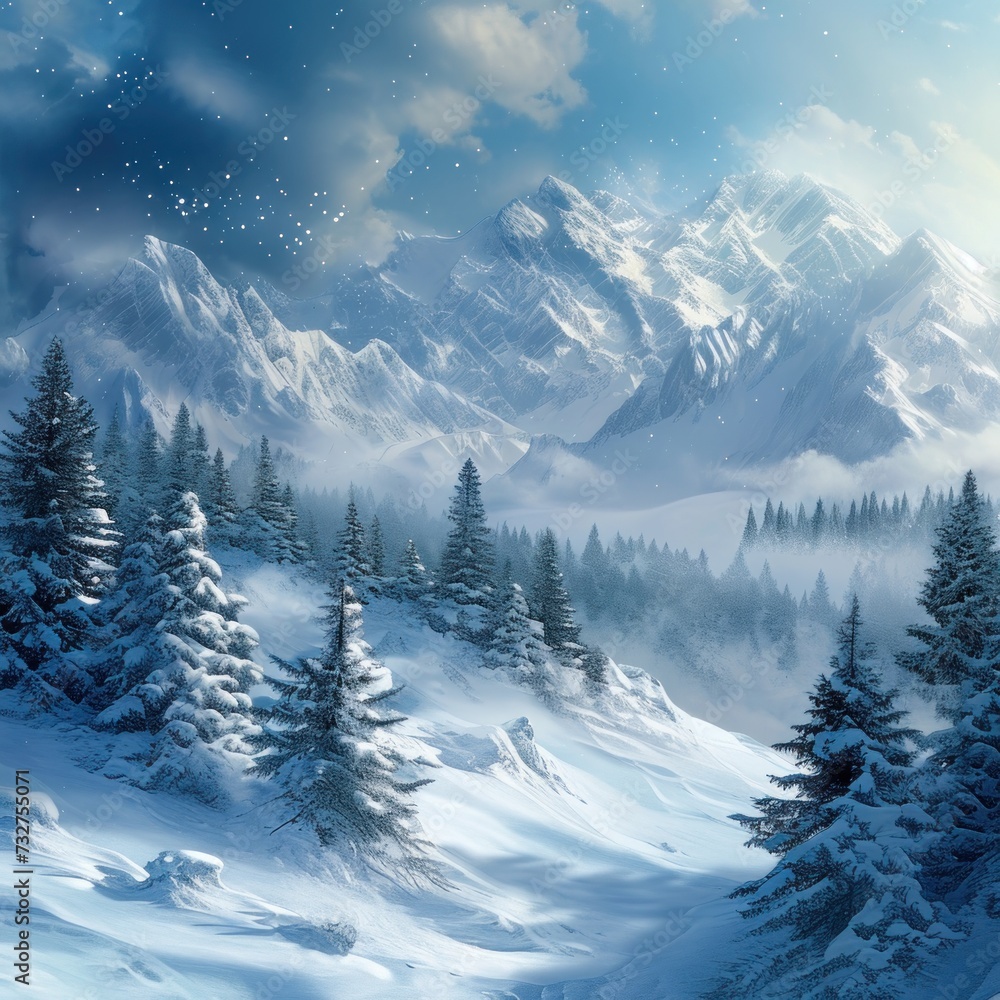 The atmosphere of a snowy place in winter is stunning, the houses and roads are filled with snow, the imagination of a beautiful place to immortalize and visit. Generative Ai The atmosphere of a snowy place in winter is stunning, the houses and roads are filled with snow, the imagination of a beautiful place to immortalize and visit. Generative Ai