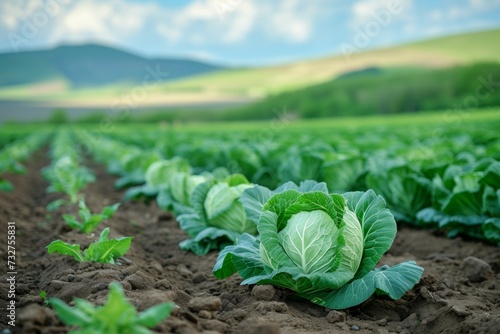 A row in the garden. Background with selective focus and copy space