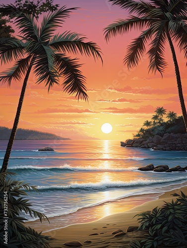 Silhouetted Beaches at Palm Beach  Captivating Dawn Seascape Painting