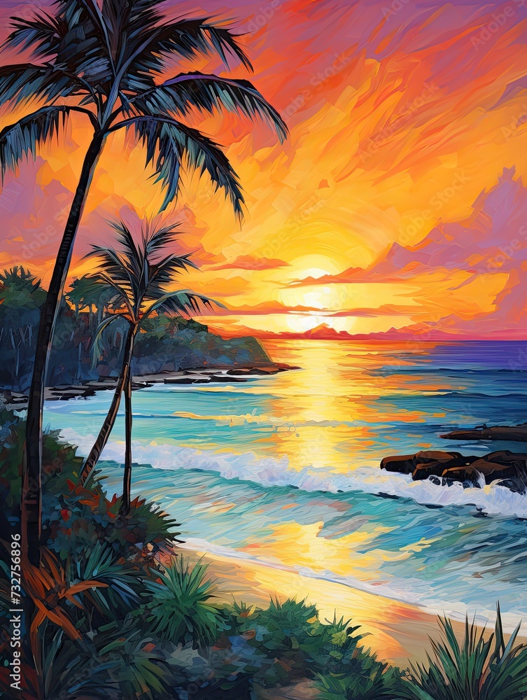 Palm Beaches Sunset: Coastal Art Print Revealing Nature's Artwork