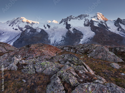 Lyskamm, Castor, Pollux, Breithorn, Gornergrat, Wallis, Schweiz