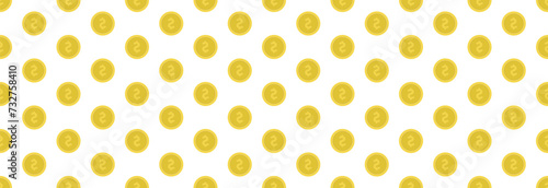 Gold coin dollar on a white background, seamless pattern. photo