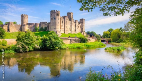 warwick castle in uk with river photo