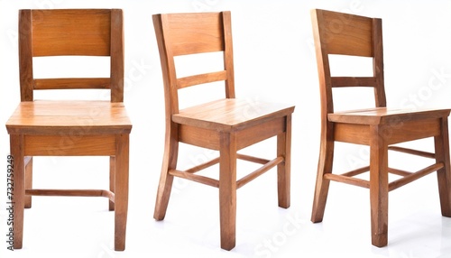 4 angle wooden chair on white background