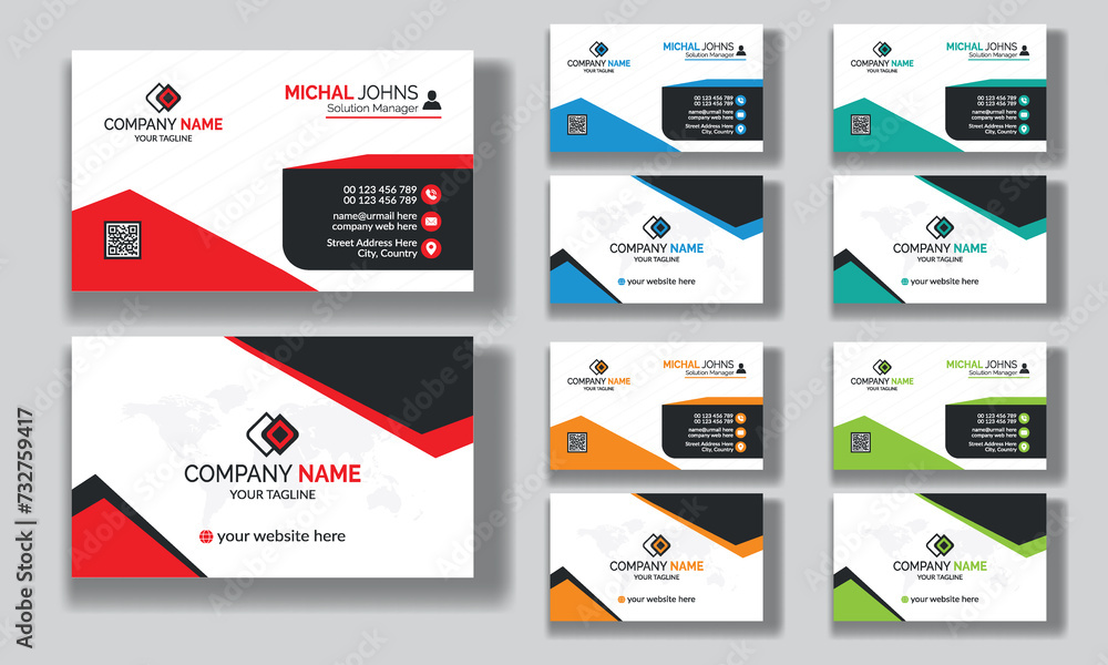 Creative modern clean corporate double-side business card template, personal visiting card, vector illustration, professional simple identity blue, red white and black elegant visiting card. Creative modern clean corporate double-side business card template, personal visiting card, vector illustration, professional simple identity blue, red white and black elegant visiting card.
