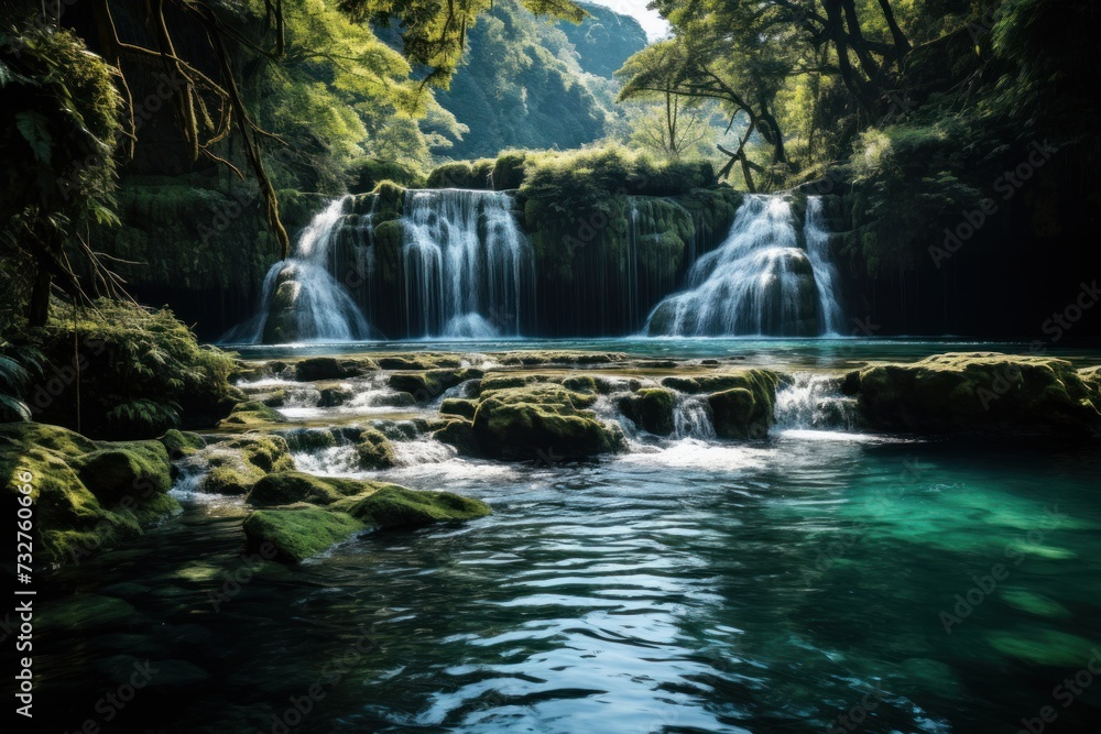 Obraz premium River With Waterfall in the Middle