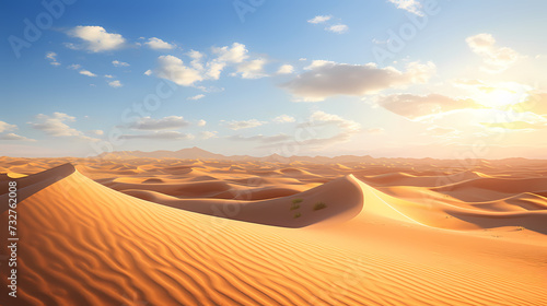 Sand dunes in desert landscape  3d rendering of beautiful desert