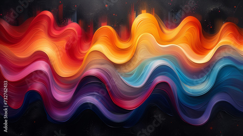 Painted Colorful Waves on a Black Background