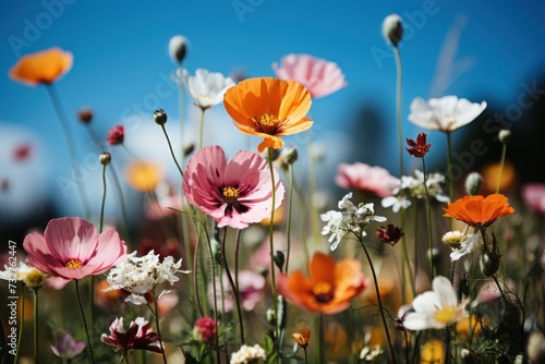 Colorful Flowers Blanketing Sunny Field © Ihor