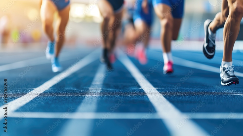 Athletes Running on a Professional Athletic Track Athletes Running on a Professional Athletic Track