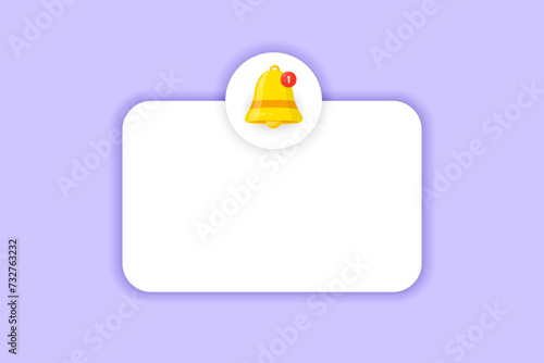 Empty reminder popup notice. Phone alert message template. Speech bubble with alert bell. Notifications. Push notifications box. Event alert message, web notification box and announcement notice