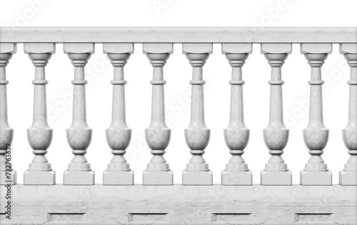 Balcony railing isolated on transparent background. 3D illustration