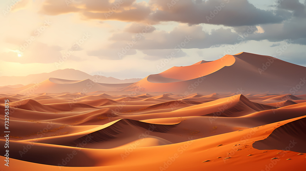 Fototapeta premium Desert background, desert landscape photography with golden sand dunes