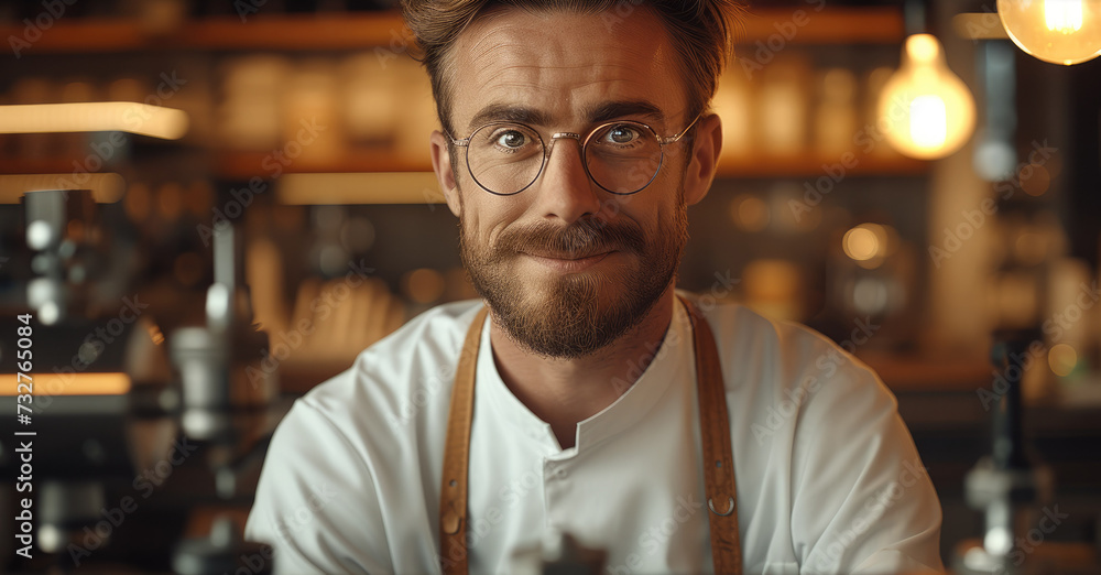 A handsome jewelry maker in workshop. Generative AI. A handsome jewelry maker in workshop. Generative AI.