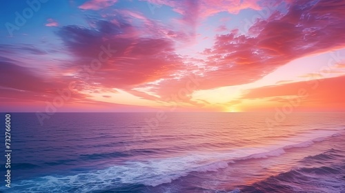 Aerial view sunset sky Nature beautiful Light Sunset or sunrise over sea Colorful dramatic majestic scenery sunset Sky with Amazing clouds and waves in sunset sky purple light cloud background