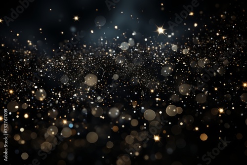 Abstract background with bokeh defocused lights and stars. Black glitter background for queer pride, representing various gender identities or sexual orientations.  photo